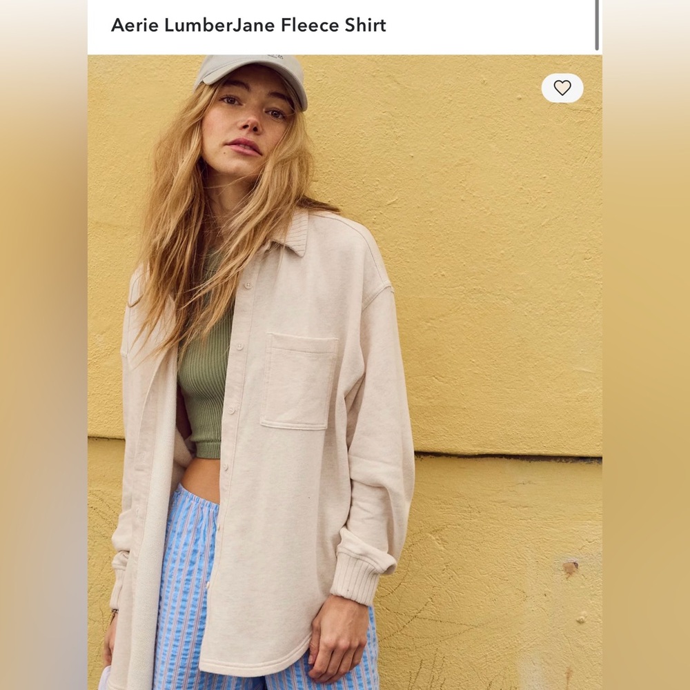 Aerie LumberJane Oversized Button Down - Heather Frost XS